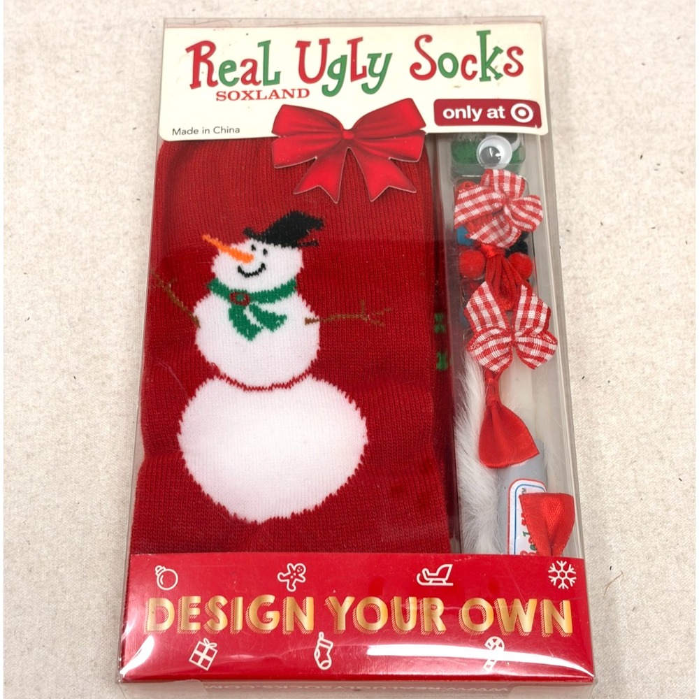 Real Ugly Socks Design Your Own Christmas Craft Kit Snowman Target Exclusive NOS